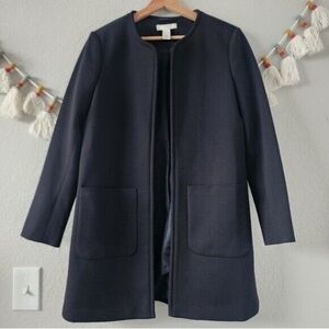 H&M womens navy jacket/ overcoat